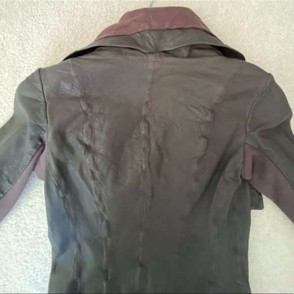 New Allsaints All Saints Kaito Brown Leather jacket XS UK6 US2 - Picture 6 of 15